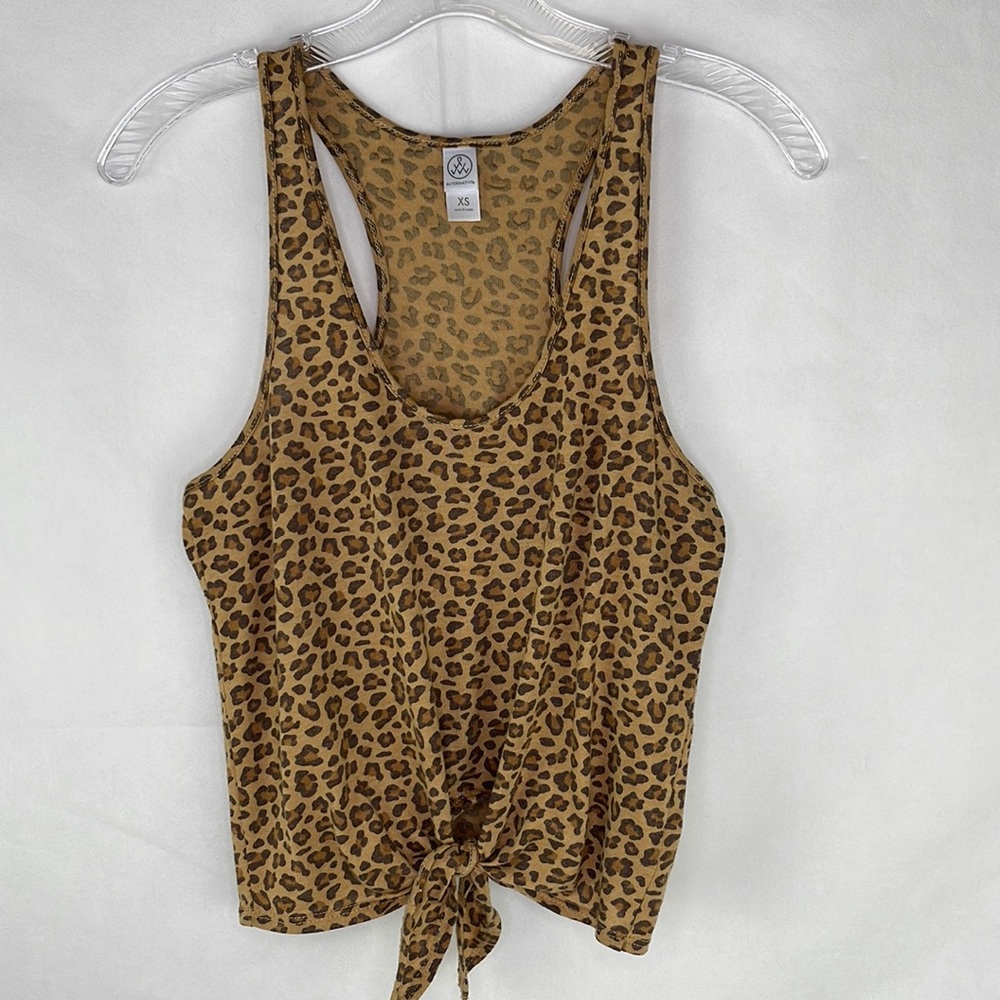 Alternative Apparel Leopard Print Tie Front Top